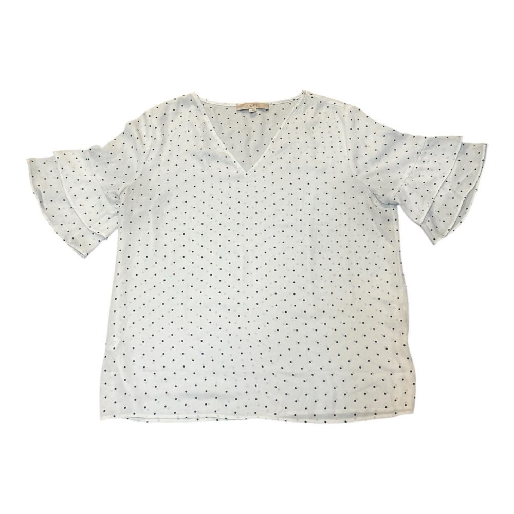LOFT Cream Blouse with Black Dots